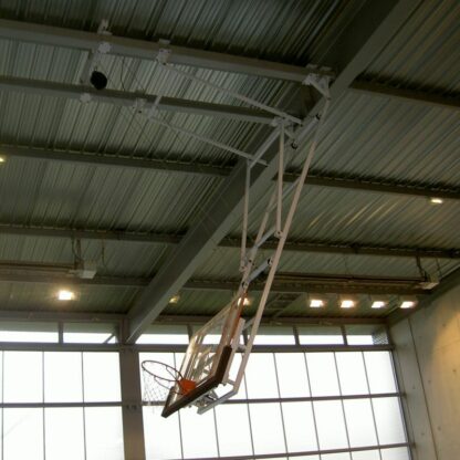 BÂTI DE BUT DE BASKET RELEVABLE EN CHARPENTE – PANTHOGRAPHE - HAUTEUR DE CERCLE FIXE - POUR GRANDS PANNEAUX - À COMPOSER