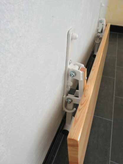 BANC RABATTABLE – SAPIN LAMELLÉ COLLÉ – FIXATION MUR – Image 3