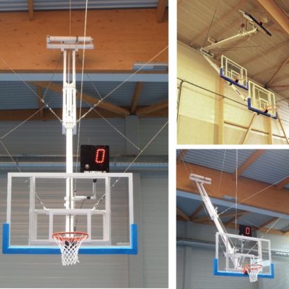 BÂTI DE BUT DE BASKET CHARPENTE RELEVABLE - TELESCOPIQUE - POUR GRANDS PANNEAUX - À COMPOSER