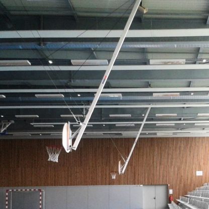 BÂTI DE BUT DE BASKET RELEVABLE EN CHARPENTE - HAUTEUR DE CERCLE RÉGLABLE - POUR PETITS PANNEAUX - À COMPOSER