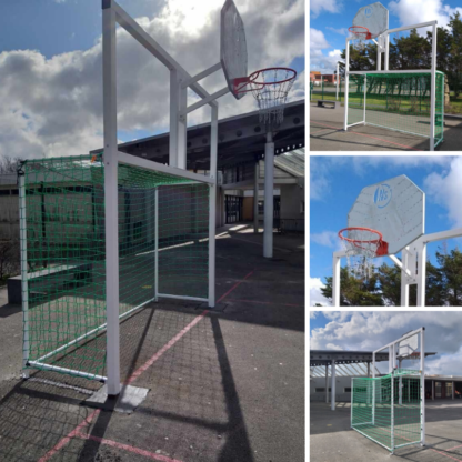 COMBINÉ HAND / BASKET - FACADE ET CAGE ARRIÈRE FIXE EN ACIER GALVANISÉ PEINT - À SCELLER