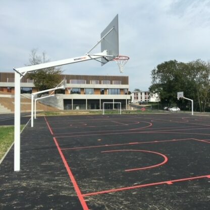 BÂTI DE BUT DE BASKET À SCELLER HAUTEUR 3.05M - DÉPORT 2.25M - GALVANISÉ BRUT POUR GRANDS PANNEAUX - À COMPOSER