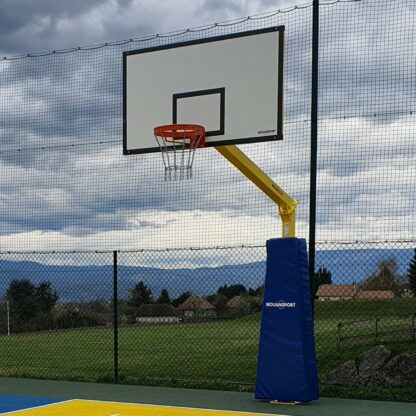 BÂTI DE BASKET 3X3 MONOTUBE - GALVA PEINT EN BLANC - DÉPORT 2.25M - SUR PLATINE - POUR GRANDS PANNEAUX - À COMPOSER