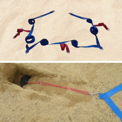 TRACÉ DE BADMINTON EXTÉRIEUR SUR SABLE ET SON DISPOSITIF DE MAINTIEN - COMPÉTITION