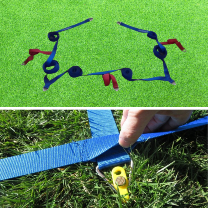 TRACÉ DE BADMINTON EXTÉRIEUR SUR GAZON ET SON DISPOSITIF DE MAINTIEN – COMPÉTITION