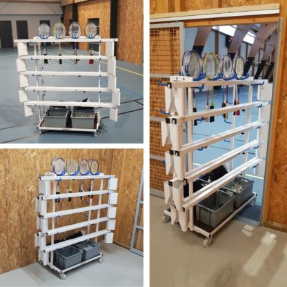 CHARIOT DE RANGEMENT - POTEAUX DE BADMINTON - FILETS – RAQUETTES…