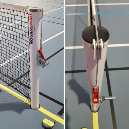 POTEAUX DE TENNIS ROND – ACIER GALVANISÉ - TENSION À SANGLE - POUR FOURREAUX