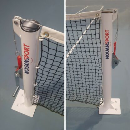 POTEAUX DE TENNIS ROND - ACIER GALVANISÉ - TENSION À SANGLE - SUR PLATINE