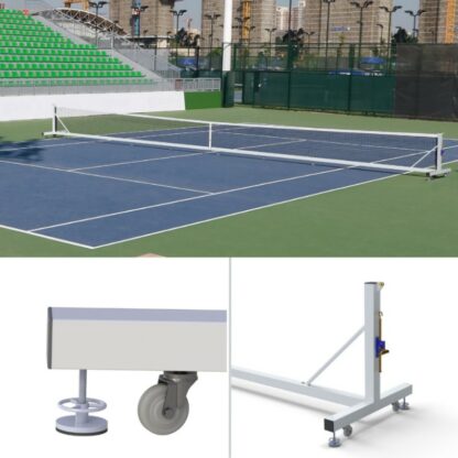 POTEAUX DE TENNIS AUTOPORTANTS - ACIER GALVANISÉ - TENSION À CRÉMAILLÈRE