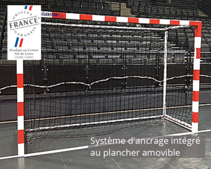 BUT DE HAND 3X2M - HAUTE COMPÉTITION - FACADE ALU MONOBLOC POUR PLANCHER DÉMONTABLE - BICOLORE - IDÉAL ARENA