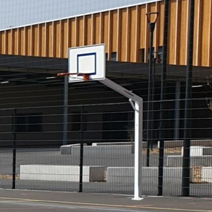 BÂTI DE BUT DE BASKET - SUR PLATINE - HAUTEUR 3.05M - DÉPORT 1.20M - GALVA BRUT - POUR PETITS PANNEAUX - À COMPOSER