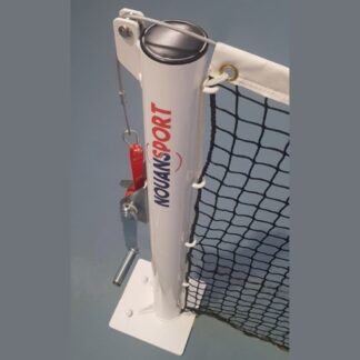 POTEAUX DE PICKLEBALL RONDS – ACIER GALVANISÉ PEINT - TENSION À SANGLE – SUR PLATINE