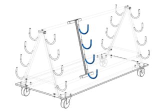 SUPPORT ADDITIONNEL POUR RANGEMENT DE POTEAUX DE TENNIS ET PICKLEBALL SUR LE CHARIOT RÂTELIER 8 PLACES