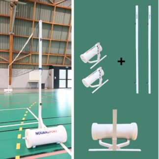 POTEAUX DE SOFT VOLLEY – 40X40MM - ACIER – SUR EMBASE MOBILE - AVEC RÉHAUSSES SOFT VOLLEY AMOVIBLES