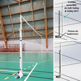 POTEAUX DE SOFT VOLLEY & VOLLEY M11 AMOVIBLES - ADAPTABLES SUR TOUS LES TYPES DE POTEAUX DE BADMINTON