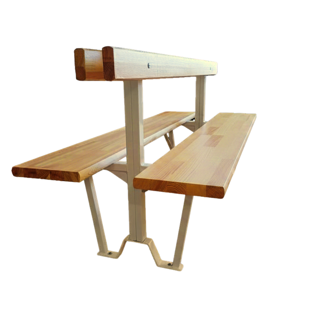 BANC DOUBLE AVEC DOSSIERS EN HÊTRE LAMELLÉ COLLÉ - HAUTEUR TOTALE 800 MM – LARGEUR TOTALE 690MM - FIXATION AU SOL
