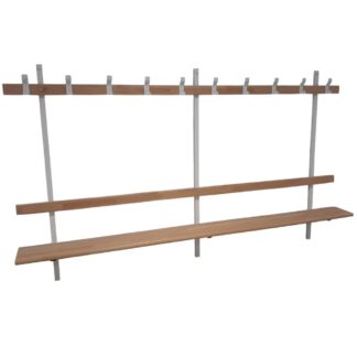 BANC HÊTRE LAMELLÉ COLLÉ – AVEC DOSSIER & LISSE PATERES FIXATION SUR MUR PORTEUR