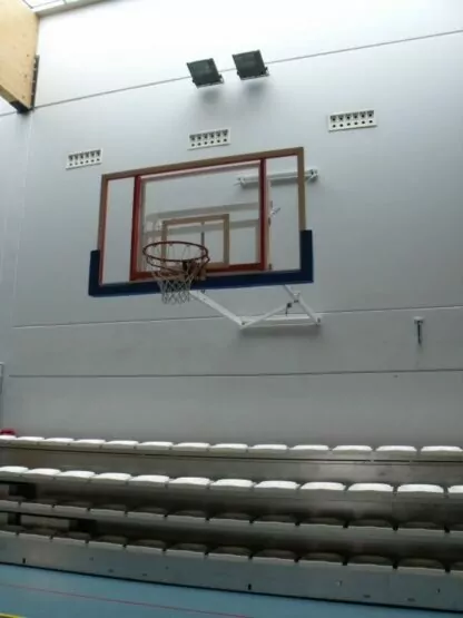 BÂTI DE BUT DE BASKET MURAL - RABATTABLE - HAUTEUR DE CERCLE FIXE - POUR GRANDS PANNEAUX - À COMPOSER