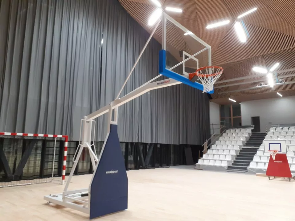 BUT DE BASKET MOBILE - DÉPORT 2.25M - REPLIABLE HAUTEUR DE CERCLE VARIABLE PANNEAU MÉTHACRYLATE (TRANSPARENT)