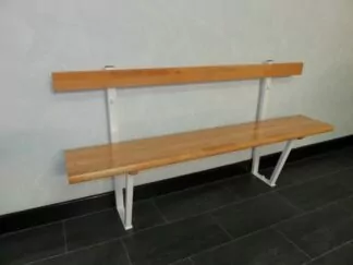 BANC VESTIAIRE AVEC DOSSIER - HÊTRE LAMELLÉ COLLÉ - FIXATION MUR