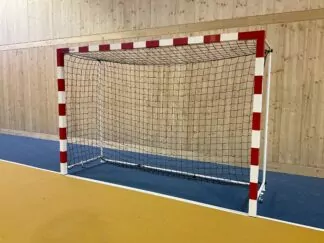 BUT DE HAND 3X2M - FACADE ALUMINIUM - CAGE ARRIERE ACIER REPLIABLE À ANCRER - BICOLORE ROUGE / BLANC