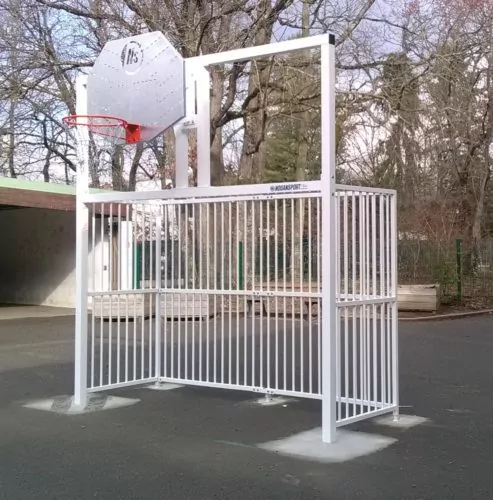 COMBINÉ HAND / BASKET - FACADE ET CAGE ARRIÈRE FIXE BARREAUDÉE EN ACIER GALVANISÉ PEINT - ANTI VANDALISME - A SCELLER