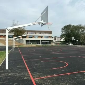 BÂTI DE BUT DE BASKET À SCELLER HAUTEUR 3.05M - DÉPORT 2.25M - GALVANISÉ BRUT POUR GRANDS PANNEAUX - À COMPOSER