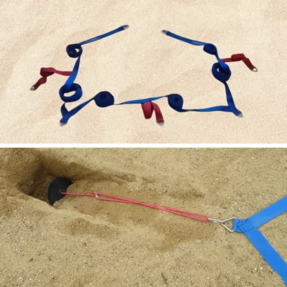 TRACÉ DE BADMINTON EXTÉRIEUR SUR SABLE ET SON DISPOSITIF DE MAINTIEN - COMPÉTITION