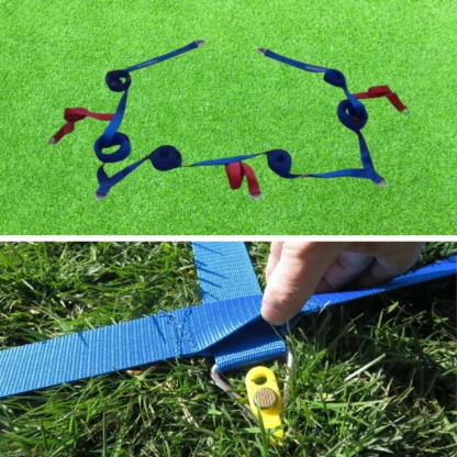 TRACÉ DE BADMINTON EXTÉRIEUR SUR GAZON ET SON DISPOSITIF DE MAINTIEN – COMPÉTITION