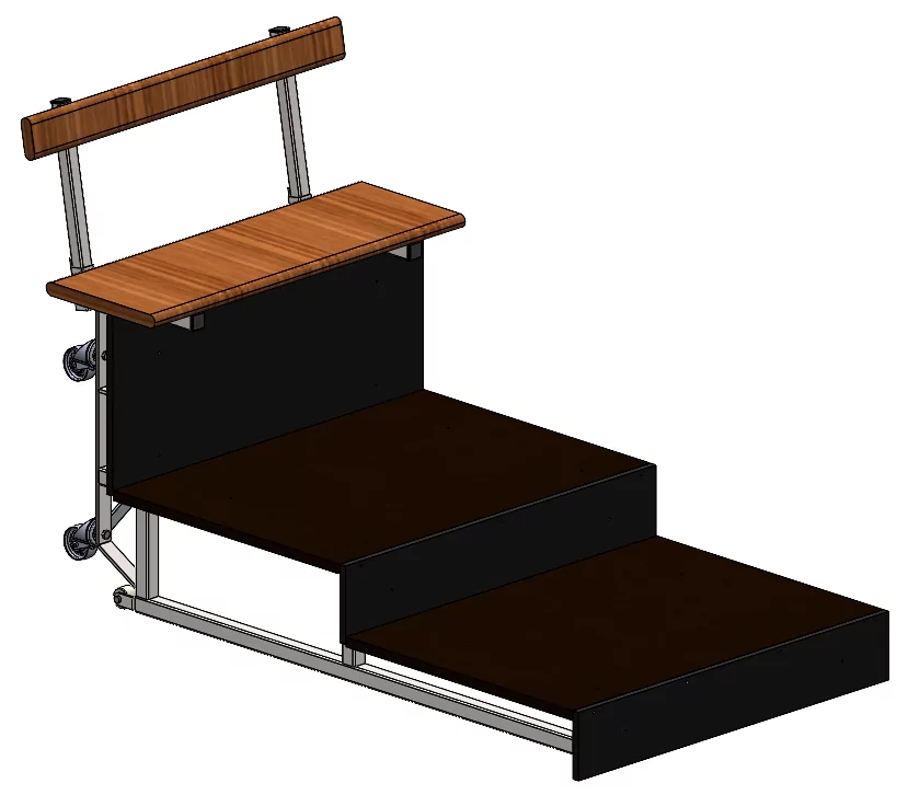 ESCALIER POUR GRADINS 3 RANGS AVEC CONTREMARCHES - L1000 X P1832 MM