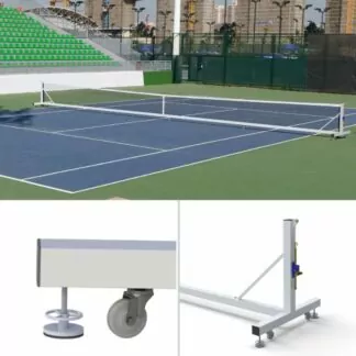 POTEAUX DE TENNIS AUTOPORTANTS - ACIER GALVANISÉ - TENSION À CRÉMAILLÈRE