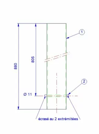 FOURREAU PVC POUR BUT DE RUGBY – Ø 102MM – PROFONDEUR 800MM