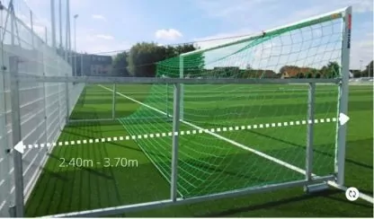 BUT DE FOOT À 8 – FACADE ACIER - RABATTABLE - DÉPORT RÉGLABLE - CROCHETS PRÉ MONTÉS