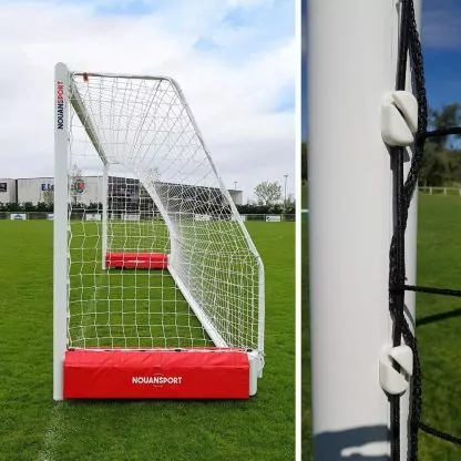 BUT DE FOOT À 8 - MOBILE SUR GAZON SYNTHÉTIQUE ET PELOUSE NATURELLE AVEC CROCHETS MONTÉS