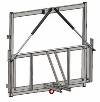 TÊTE RÉGLABLE À COMPAS À GAZ (TÊTE FIXE+DISPOSITIF RÉGLABLE À COMPAS À GAZ) POUR BUT DE BASKET MONOTUBE CHARPENTE - GRAND PANNEAU - AVEC PERCHE DE MANOEUVRE