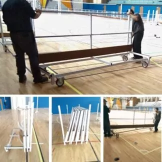 CHARIOT DE DÉPLACEMENT DE RAMBARDES DE HOCKEY - SUR MESURE CHARGE MAX 600KG