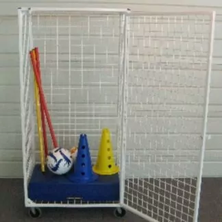 ARMOIRE GRILLAGÉE 1 PORTE - ÉTAGÈRES INCLUSES - DÉPLAÇABLE SUR ROULETTES - H1550 X L750 X P500 MM - BLEU