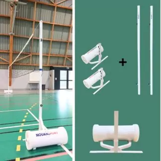 POTEAUX DE SOFT VOLLEY & VOLLEY M11 – 40X40MM - ACIER – SUR EMBASE MOBILE - AVEC RÉHAUSSES SOFT VOLLEY & VOLLEY M11 AMOVIBLES