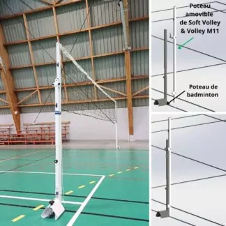 POTEAUX DE SOFT VOLLEY & VOLLEY M11 AMOVIBLES ADAPTABLES SUR LES POTEAUX DE BADMINTON (CN OU CR)